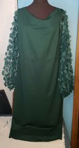 SHEIN Curve Size 2XL Polyester Green Midi Dress Sheer Puff Long sleeves w/petals - £19.94 GBP