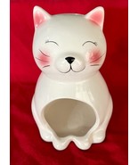 Vintage White Ceramic Cat Pink Ears 6&quot; Tall Sponge Scrubby Holder Hazel ... - $243.00 MXN