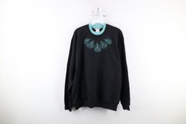 Vtg 90s Country Primitive Womens XL Sequined Peacock Feathers Sweatshirt Black - £32.11 GBP