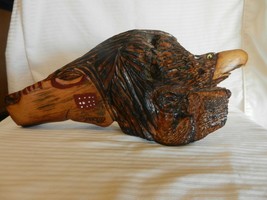 Wooden Hand Carved  Brothers In Spirit by Frazier, Bear &amp; Eagle Hangs On... - $300.00