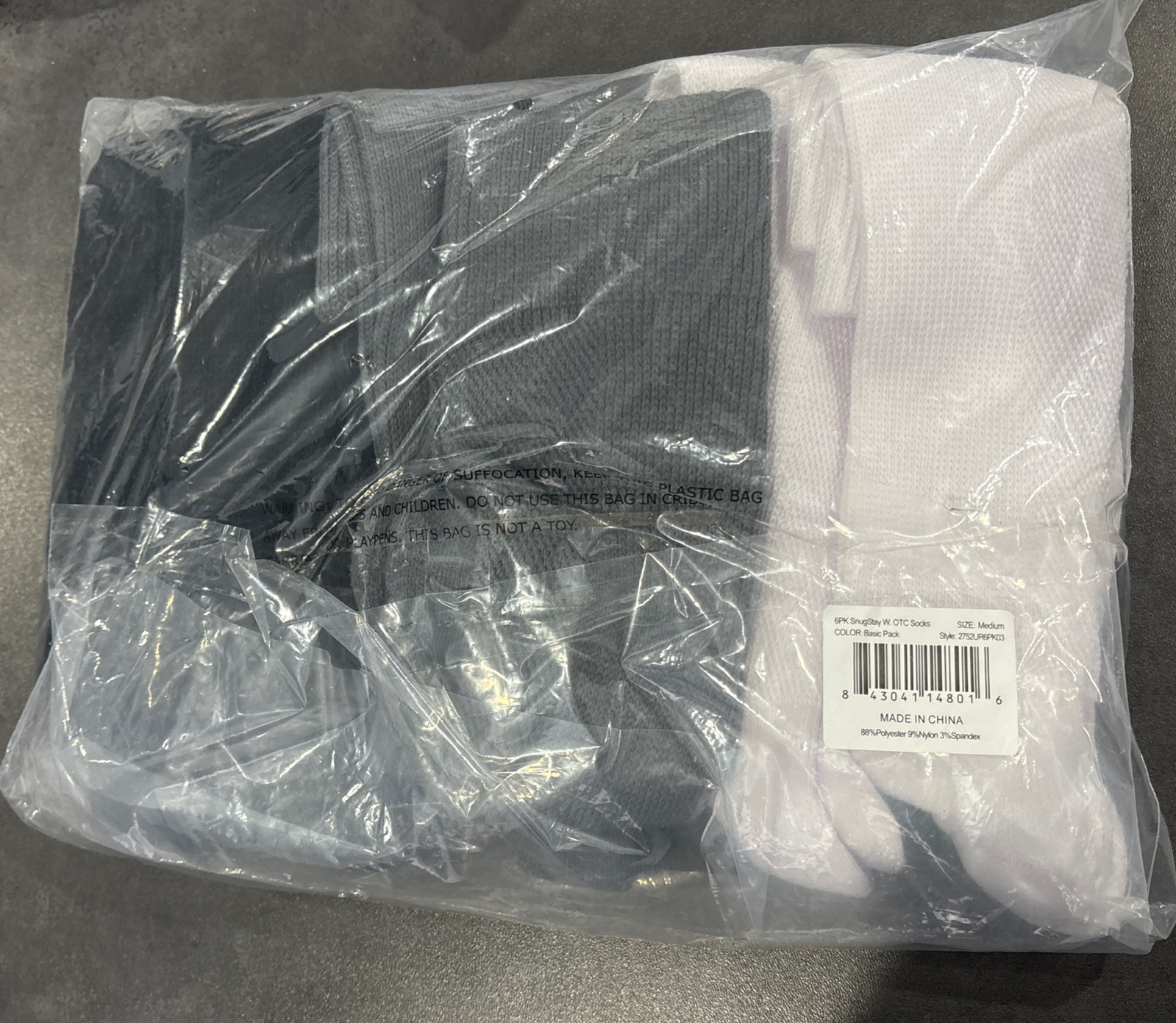 Tommie Copper 6 Pack SnugStay WOTC Compression Socks Black Grey White M ... - $74.25