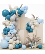 Slate Blue Balloon Arch Kit, Pastel Blue Sand White Gray Latex Party Bal... - $15.99