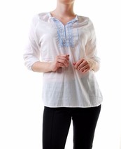 SUNDRY Womens Shirt Printed 3/4 Sleeve Stylish White Size S 43528 - £28.65 GBP