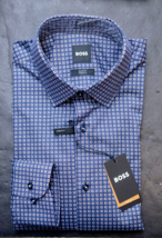 Made IN Italy HUGO BOSS Uomo Hank Kent Slim Fit Cotone Elastico Camicia 38 - £51.89 GBP