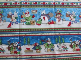 3836. Mm Fab Inc. Pat Yuille Snow Bunnies Cotton Fabric - 42&quot; X 5/8 Yd. - $5.94