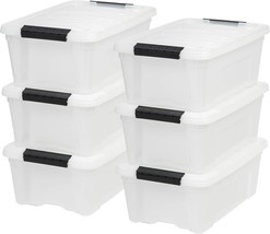 Iris Usa 12 Qt Plastic Storage Tote, 6 Pack, Pearl, Bin, Pearl And Black - $43.96