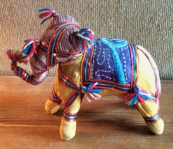 Vintage India Elephant Embroidery Fabric Figurine Stuffed Animal Decor - £22.05 GBP