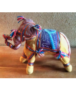 Vintage India Elephant Embroidery Fabric Figurine Stuffed Animal Decor - £21.97 GBP