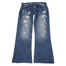 Guess Pants Womens W31 Blue Mid Rise Distressed Slim Boot Cut Casual Jeans - £23.11 GBP