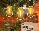 Achin Outdoor String Lights: 50Ft Led Dimmable St38 Warm Edison, And Wed... - £35.34 GBP