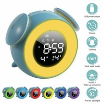 LED Digital Alarm Clock Wake-up Light Sunrise Night Lamp Touch Snooze for Kids - £24.67 GBP