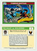 1990 Marvel Universe Series 1 Art Trading Card #113 Incredible Hulk vs Wolverine - £5.35 GBP