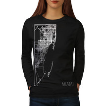 Wellcoda Miami City Map Fashion Womens Long Sleeve T-shirt, Big Casual Design - £19.28 GBP
