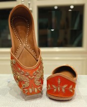 Women Indian Jutti leather Bellies Wedding Party US Size 5-10 DLY chirpy Orange - £25.51 GBP