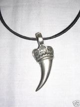 NEW LARGE CROWN SCIMITAR TOOTH PEWTER PENDANT NECKLACE - $14.99