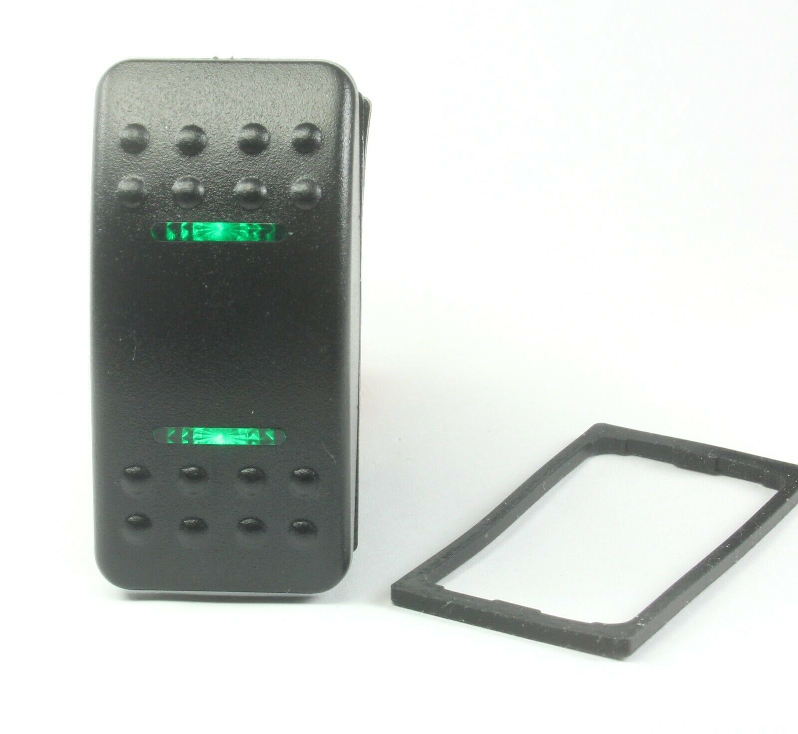 MOMENTARY Rocker Switch DPDT,  20A 12VDC,  Illuminated GREEN 7pins Water... - $8.75