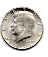 1964 P Kennedy Halfdollar (Near uncirculated) - Silver - BRILLIANT - $50.00