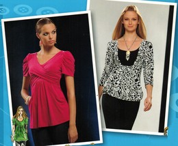 Misses Project Runway Knit Wrap Bodice Overlay Tunic Tops Sew Pattern 4-12 - £9.42 GBP