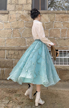 Light BLUE Pleated Tulle Skirt Blue Skirt Party Outfit Puffy Midi Tulle Skirts image 4