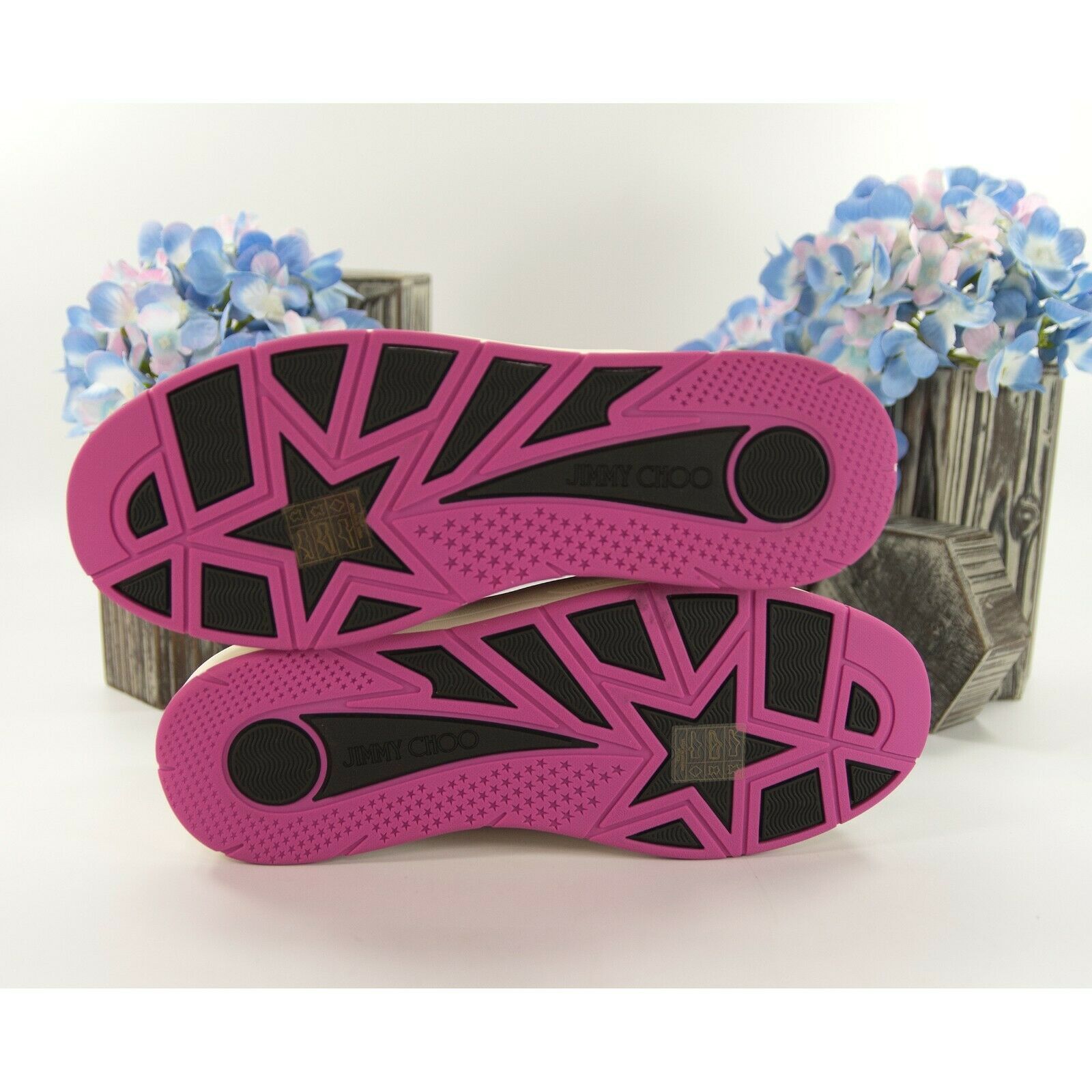 Jimmy Choo Hawaii Fuchsia Stripe Leather Flatform Sneakers 38 NIB Item image 8