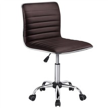 Leather Office Chair Low Back Armless Task Chair Rolling Makeup Chair, B... - £99.10 GBP