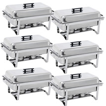 Set Of 6 Chafing Dish 8Qt Stainless Steel Chafer Complete Set With Warmer - $258.99