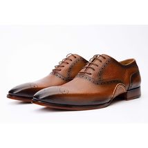 The Draco Handmade Tan Semi Brogue Oxford Men Shoe image 2