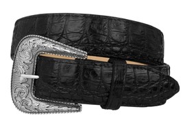 Mens Crocodile Alligator Pattern Leather Western Dress Cowboy Belt Black - £27.40 GBP