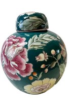 Vintage Chinese Famille Floral Medallion Floral Porcelain Ginger Jar &amp; L... - $96.84
