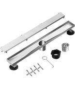 Linear Shower Drain, 28&quot; with 2-in-1 Tile Insert Cover, Brushed AISI - $49.01