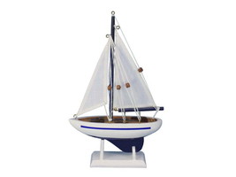 [Pack Of 2] Wooden Blue Pacific Sailer Model Sailboat Decoration 9&quot;&quot; - £46.69 GBP