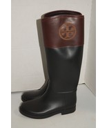 Tory Burch Diana Knee High Rubber Waterproof Rain Boots Leather Top Size 7 - £62.37 GBP
