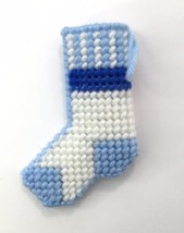 Handcrafted Money Stuffer Stocking Christmas Tree Ornament Blue and White - $7.00