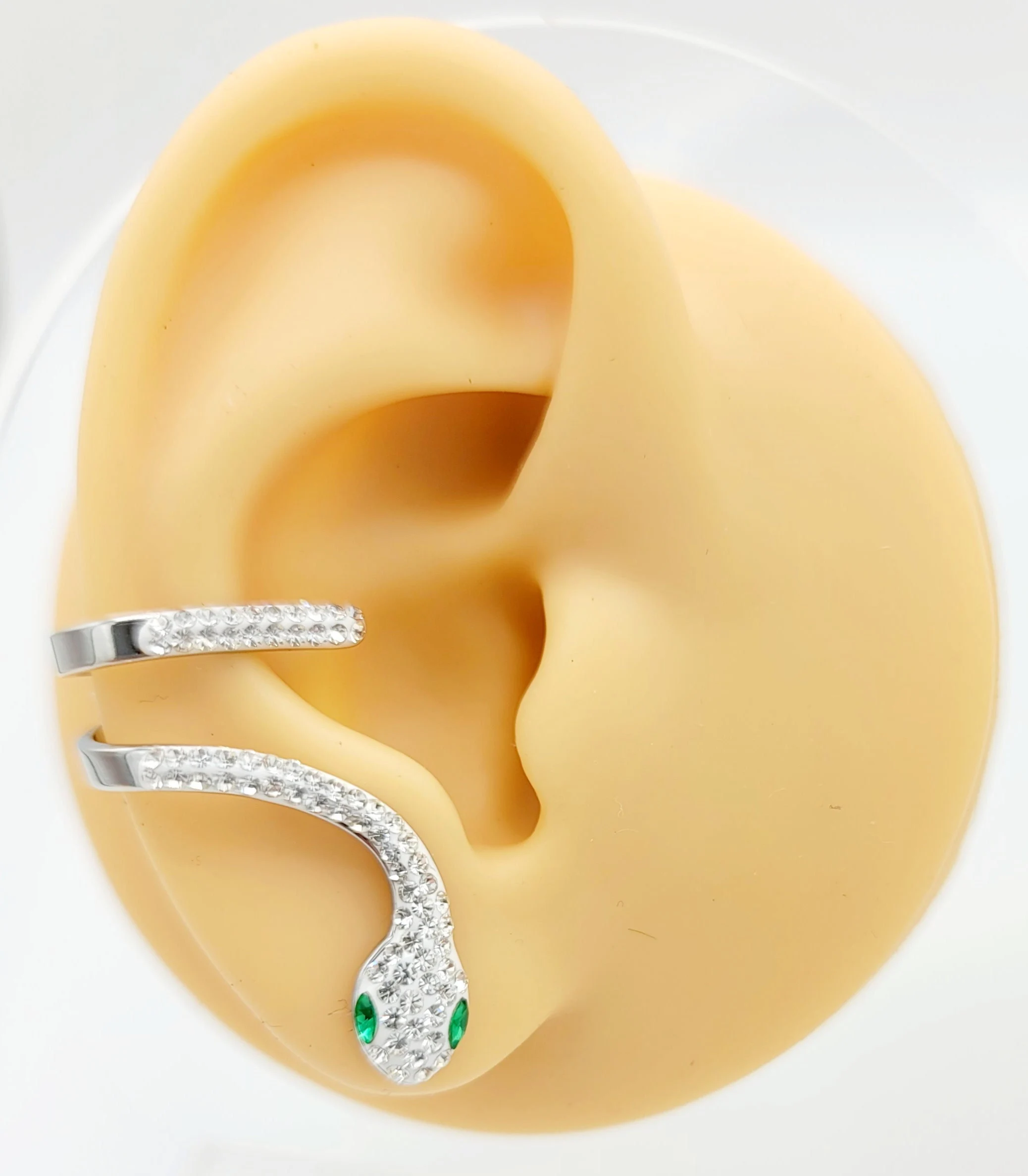 Silver Snake Earrings - Crystal Snake - Earlobe - Cartilage Clip - $20.56 CAD