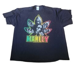 BOB MARLEY Black Pot Leaf Graphic Tee Shirt Delta Pro Weight.  Size 2XL - $14.85