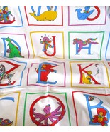 Alphabet and Animal Quilt Block Fabric Vintage 1 7/8 yds, Baby Quilt Fabric - £9.04 GBP