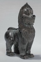 Ancien Khmer Style Bronze Debout Temple Guardian Ou Lion - - £292.86 GBP