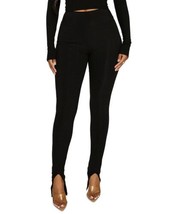 MSRP $68 Naked Wardrobe Snatched &amp; Slit-Front Ribbed Leggings Black Size Small - £31.98 GBP