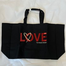 Victoria’s Secret Tote Bag Black Sequin Love Bling Rhinestone Carryall W... - $24.75
