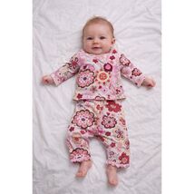 Baby Nay Girl Floral Pajama Set Long Sleeve Top Pant Pink Flower Outfit 3m - $16.83