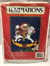 TEMPTATIONS Plastic Canvas Santa's Helper Bear on Rocking Horse Christmas Kit - $14.85