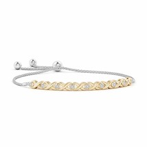 ANGARA Bezel-Set Diamond XO Bolo Bracelet in Two Tone Gold in 14K Solid Gold - £1,438.00 GBP