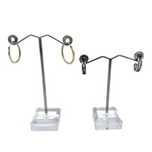 2 Sets of Pierced Earrings Silver Hoops and Gold Hoops - $18.81