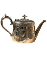 Antique Silverplated Teapot Neoclassical Chased Engraved  Monogram 11&quot; Wide - $158.50 CAD