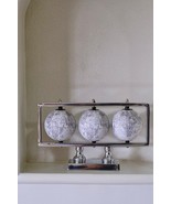 Silver Metal 3 White Globes Set Educational Rotating Home Office Decor Maps - £63.06 GBP