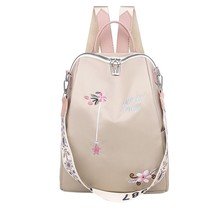 H women daily backpack fashion flower embroidered shoulder school bag ladies anti theft thumb200