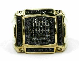 2.00 Ct Black Diamond Men’s Cluster Fashion Pinky Wedding Ring 14K Gold Over - £168.23 GBP