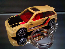 Yellow 1990 Honda Civic EF Hatchback Diecast Key Chain Ring - £11.36 GBP