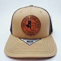 Texas The Lone Star State Leather Patch Trucker Mesh Snapback Cap Hat Brown - $18.80
