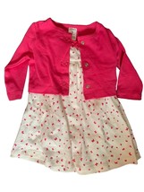 Carter&#39;s 2 Piece Pink &amp; White Butterflys Dress Jacket Set Baby Girls 3 Months - £8.14 GBP